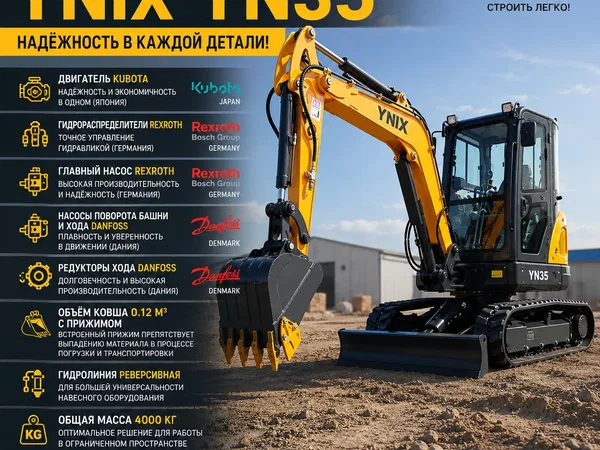 Гусеничный мини экскаватор YNIX YN35 (4 тонны)